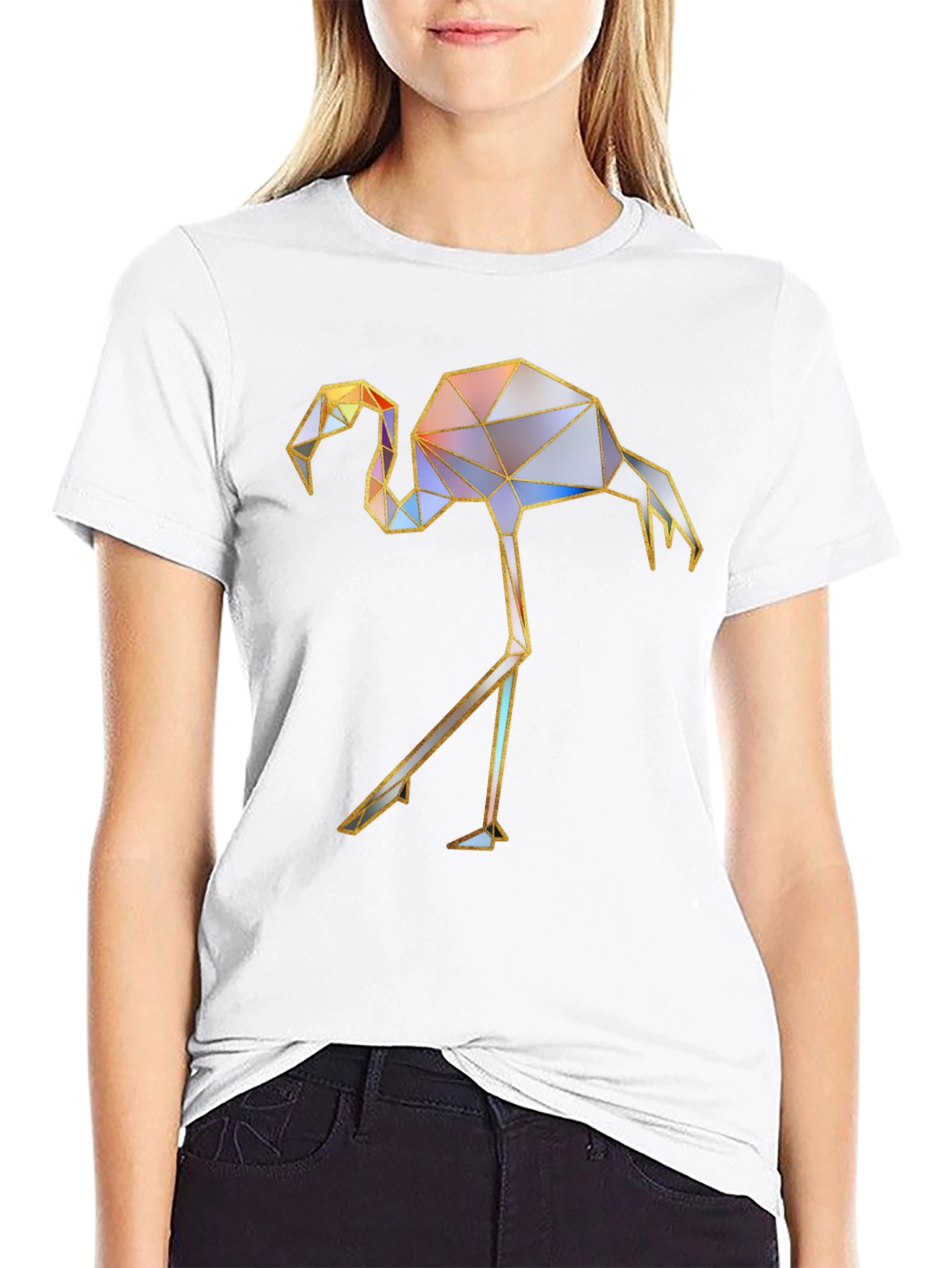 Geometric Flamingo Graphic T-Shirt