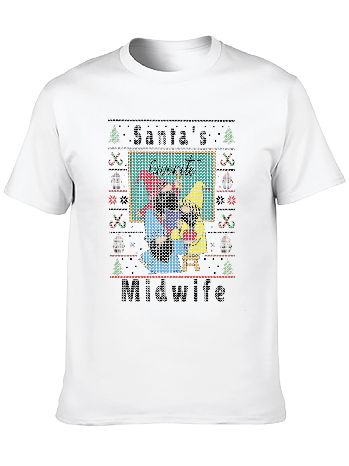 Santas Midwife Ugly Christmas Sweater Style T-Shirt