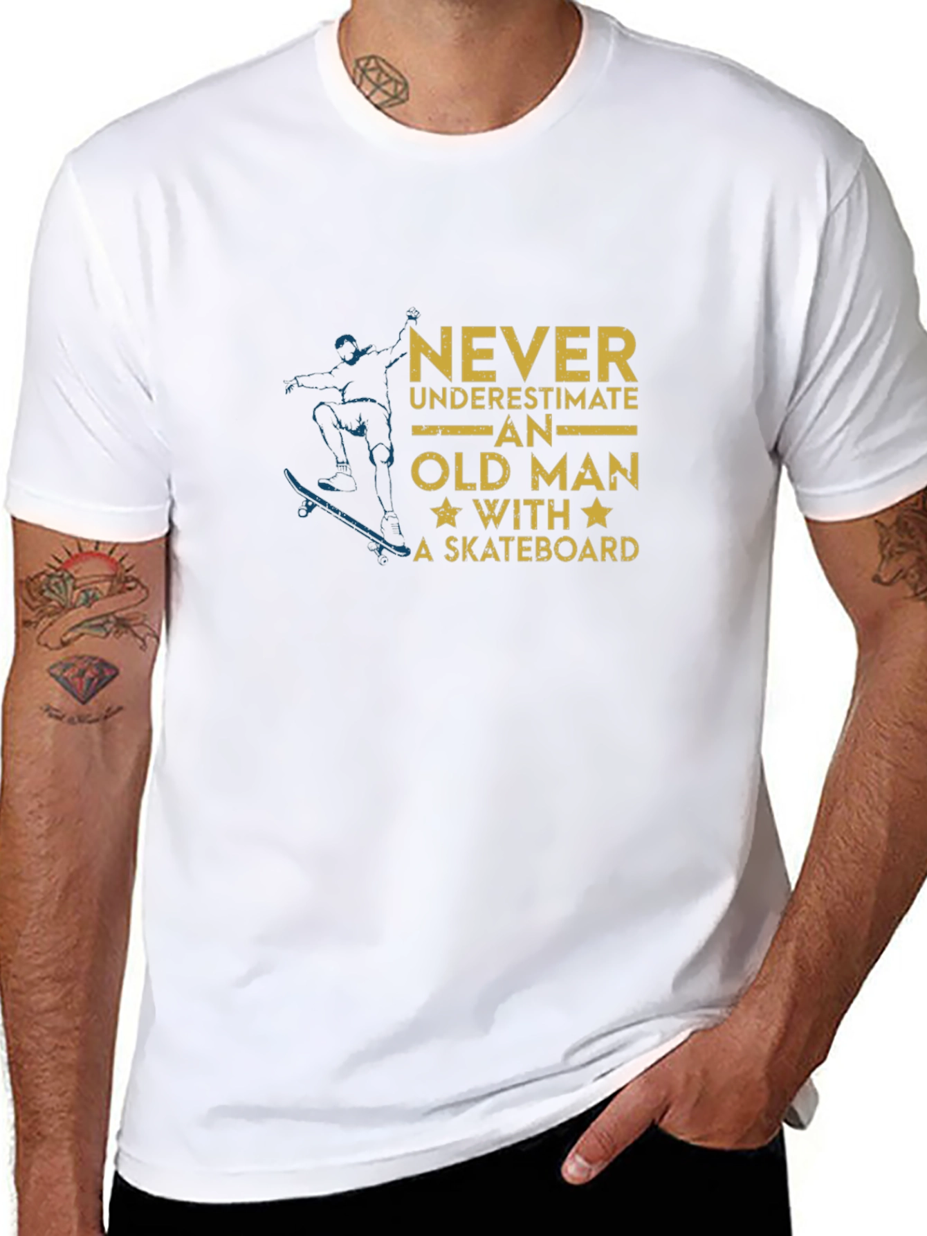 Old Man Skateboarder Graphic Tee - Cool & Comfy!