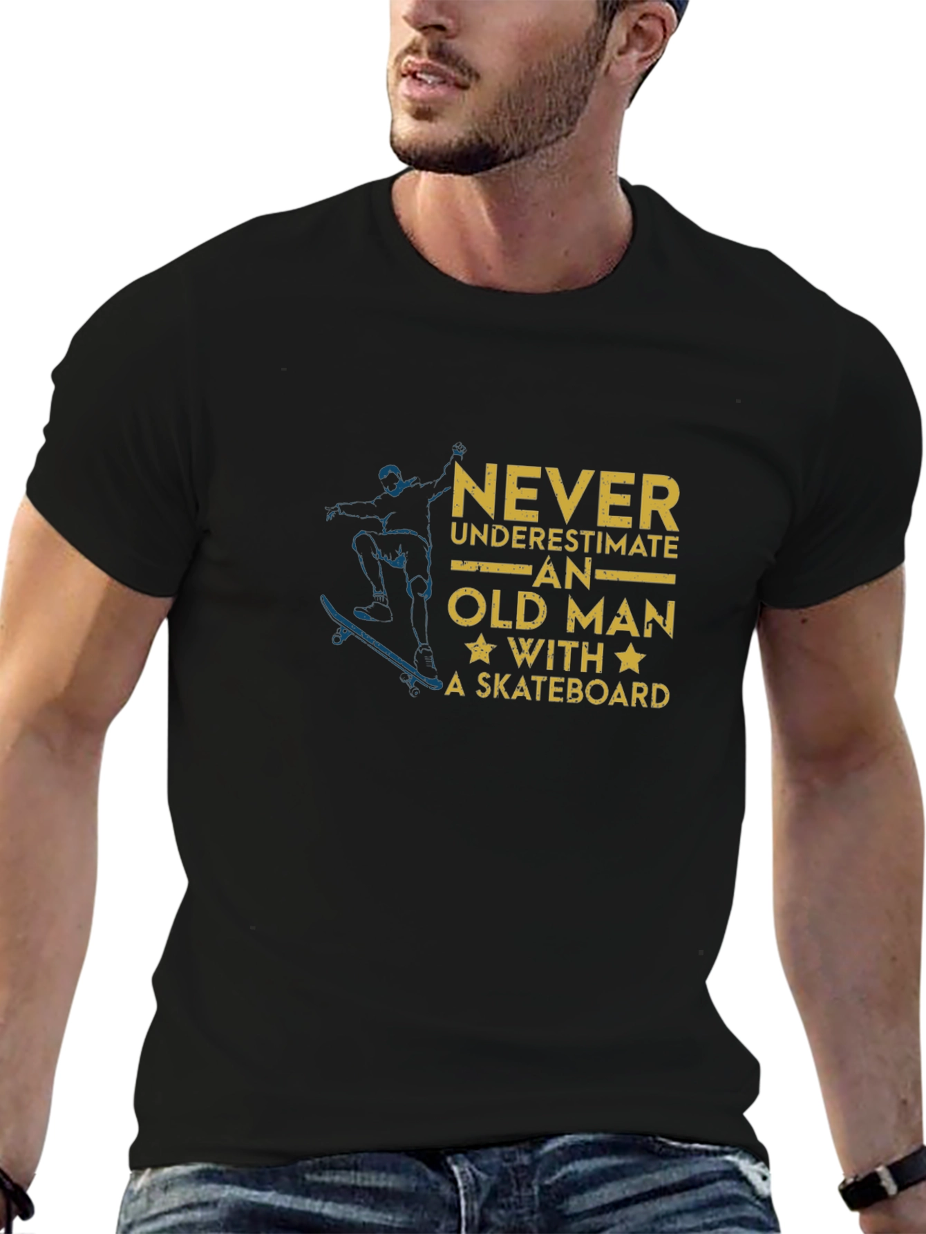 Old Man Skateboarder Graphic Tee - Cool & Comfy!
