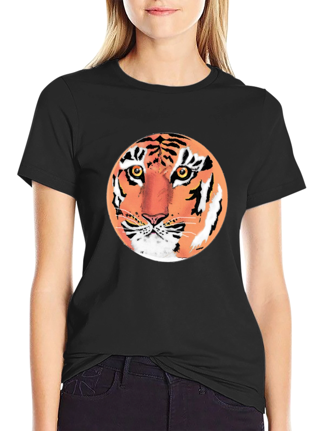 Tiger Graphic Tee - Mens Black Crew Neck