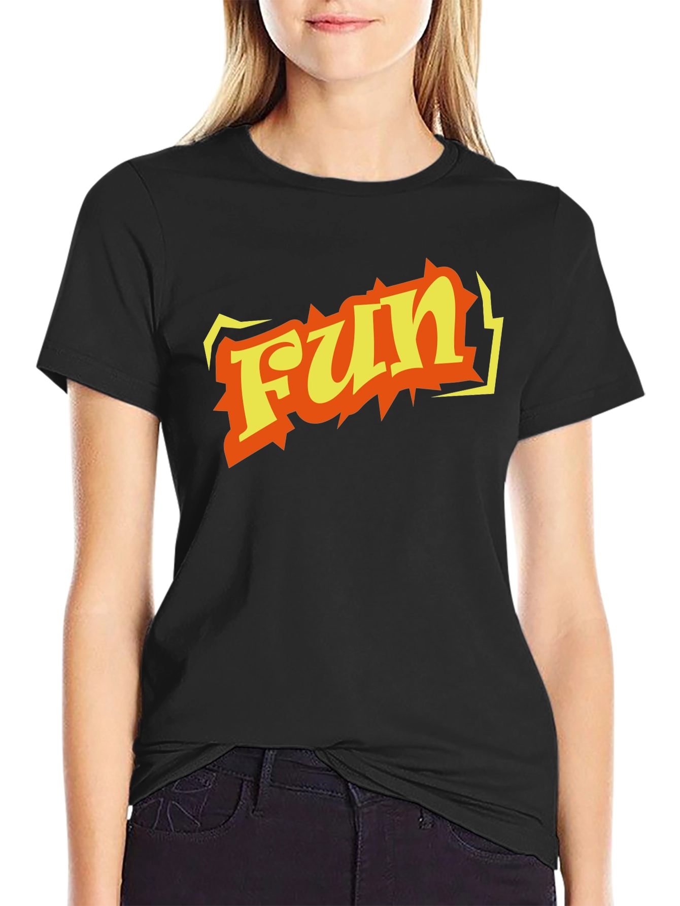 Fun Graphic Print Black T-Shirt