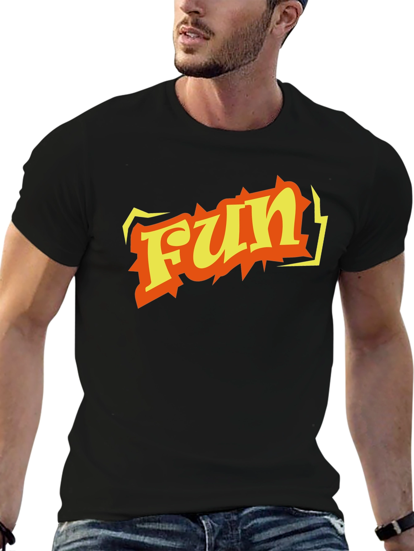 Fun Graphic Print Black T-Shirt