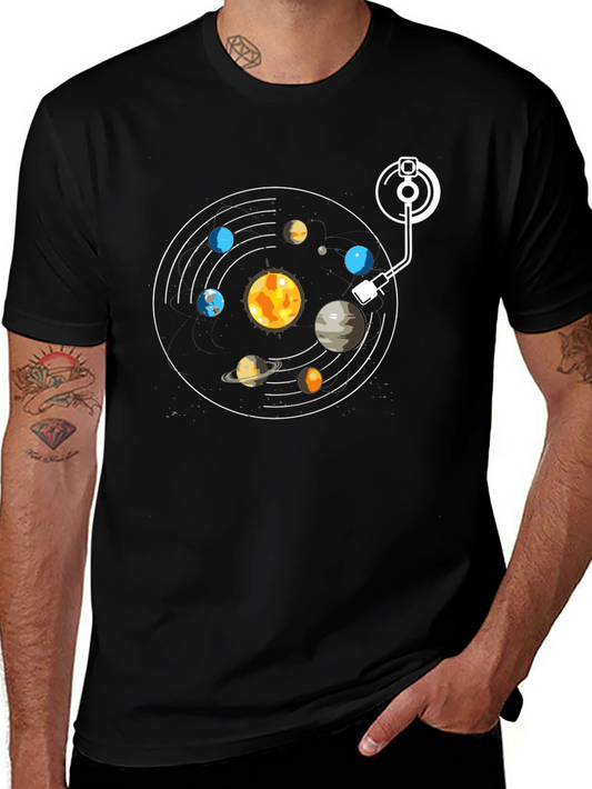 Planetary Vinyl Record Graphic Tee - Unique Music Lover Shirt