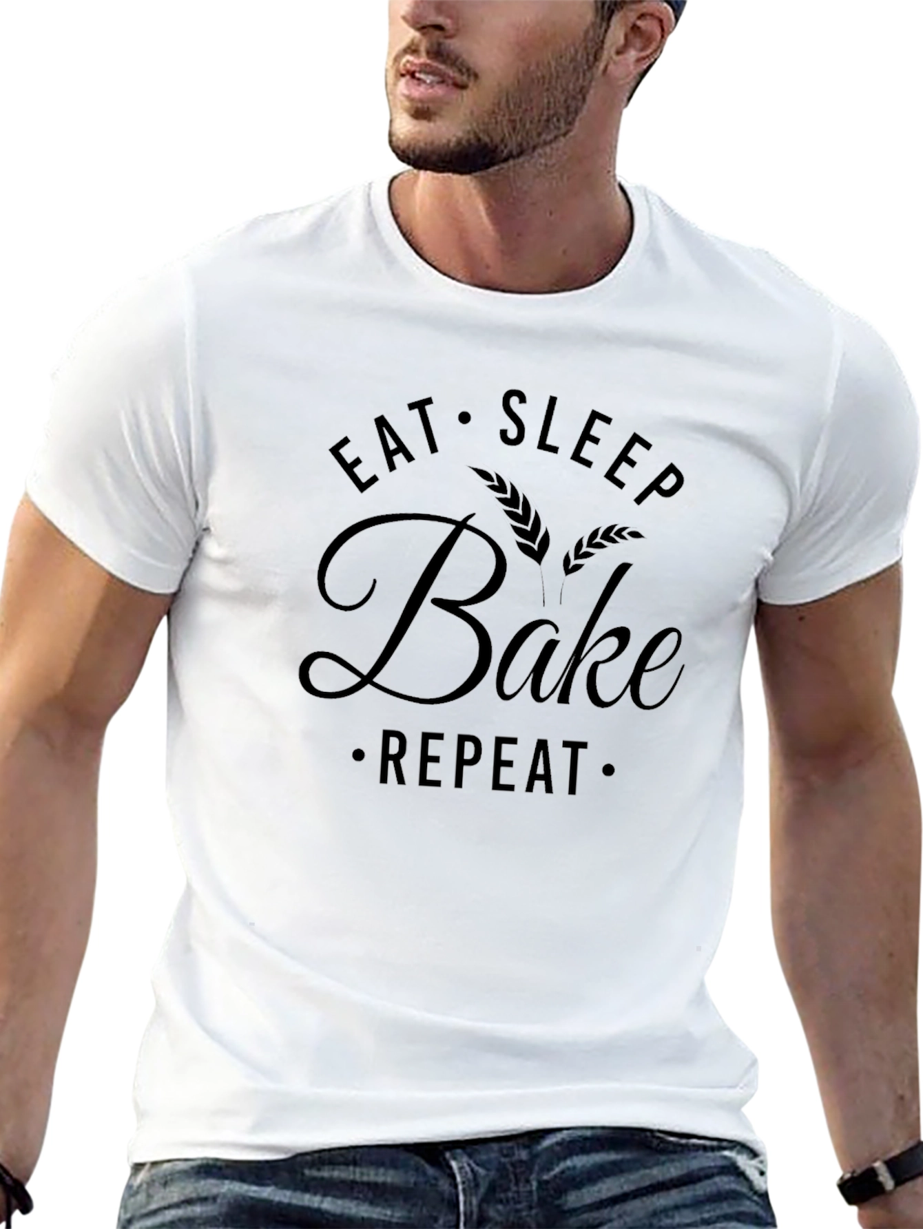 Eat Sleep Bake Repeat Black Graphic T-Shirt