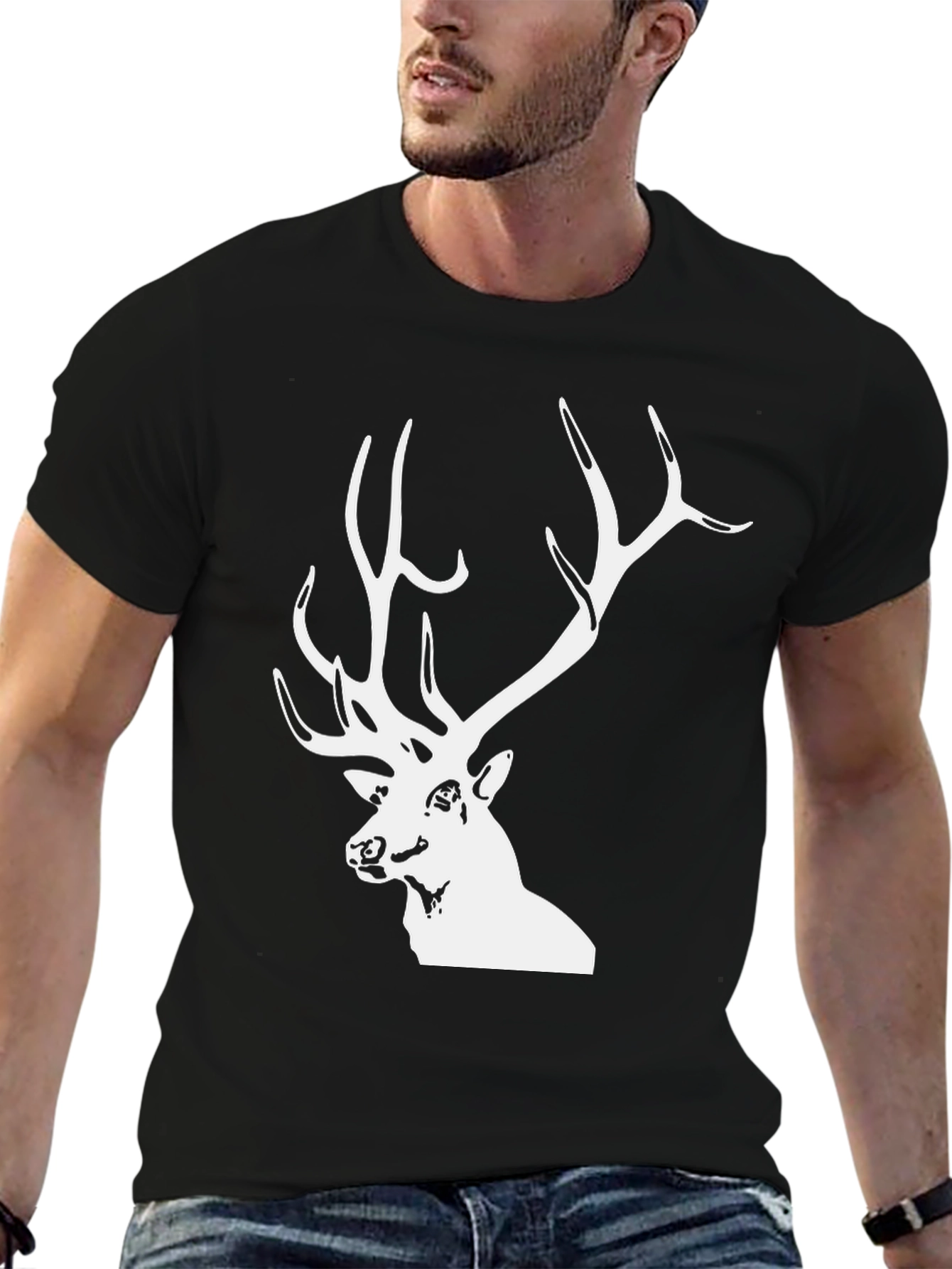 Black Deer Graphic Tee - Mens Casual T-Shirt