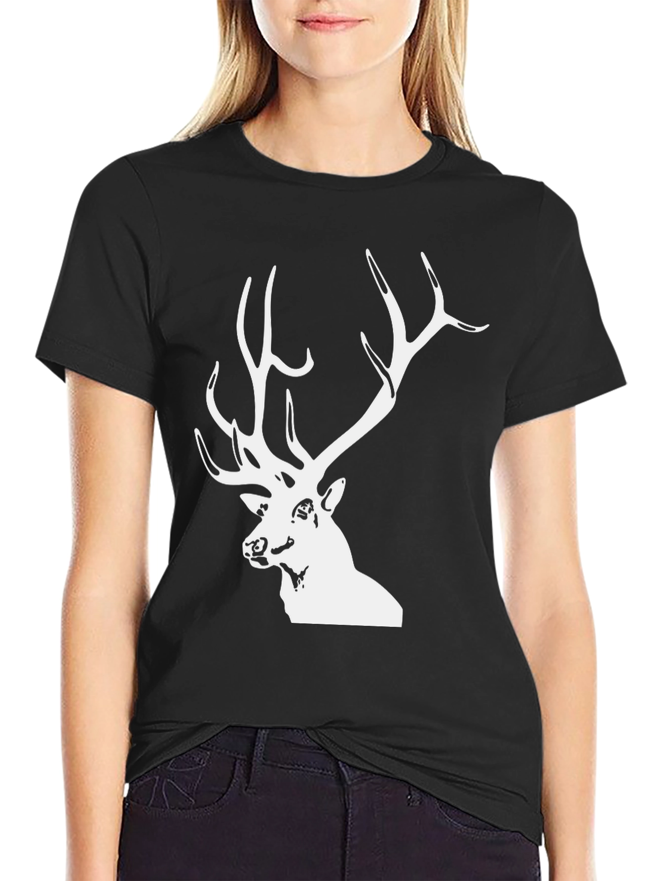 Black Deer Graphic Tee - Mens Casual T-Shirt