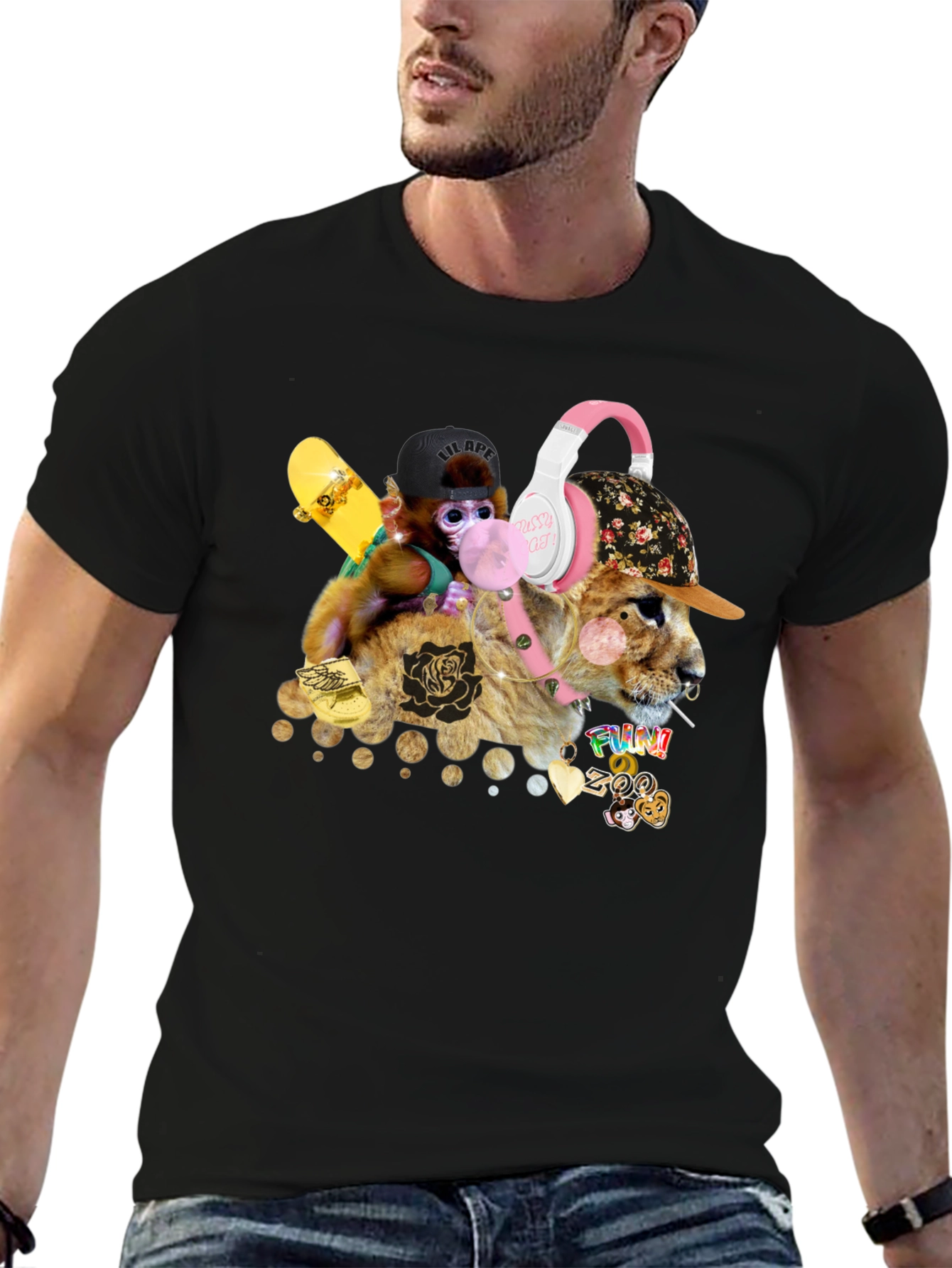 Funny Zoo Black T-Shirt