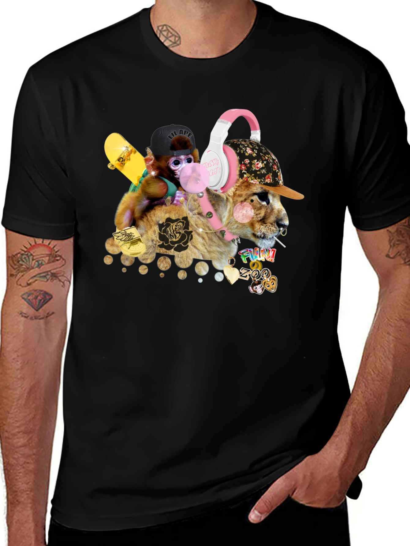 Funny Zoo Black T-Shirt