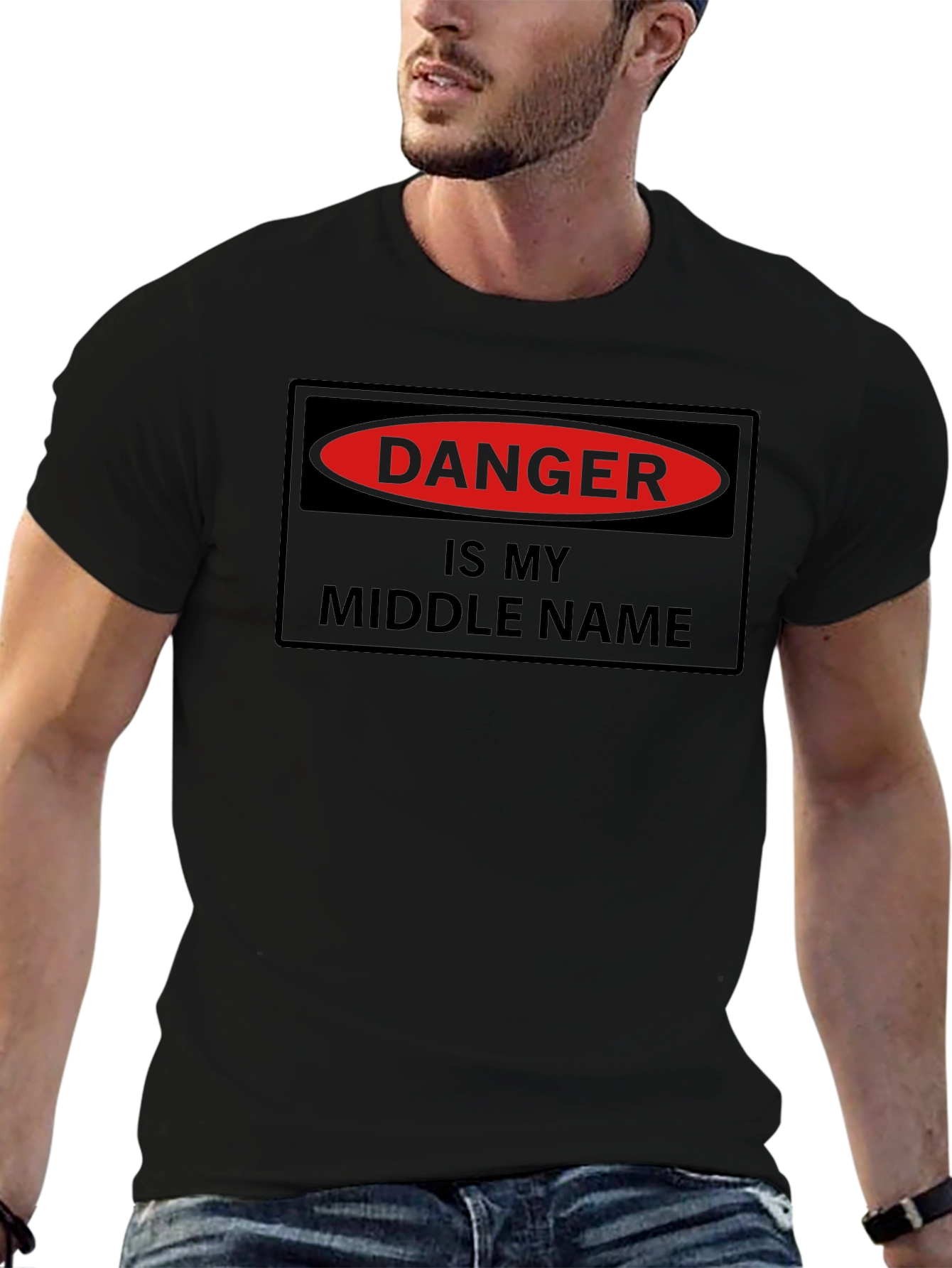 Danger Is My Middle Name - Novelty Graphic T-Shirt