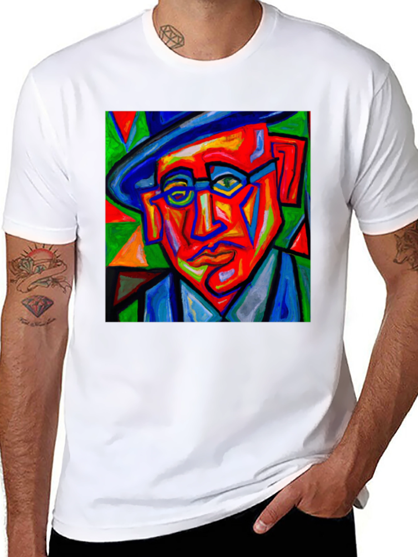 Abstract Portrait Graphic Tee - Mens Black T-Shirt