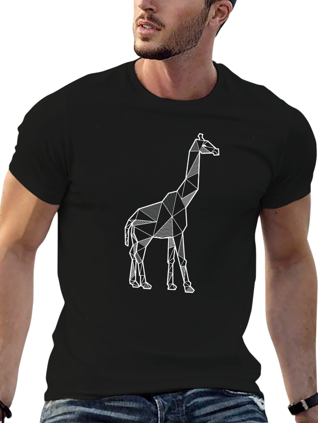 Geometric Giraffe Tee - Modern Black T-Shirt