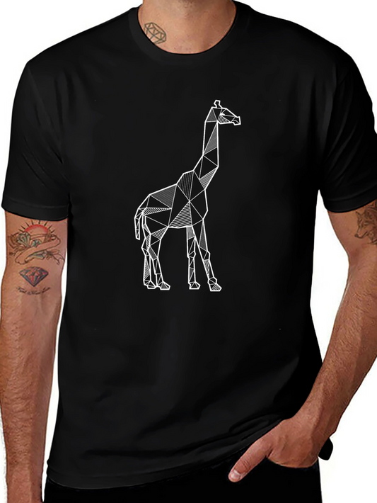 Geometric Giraffe Tee - Modern Black T-Shirt