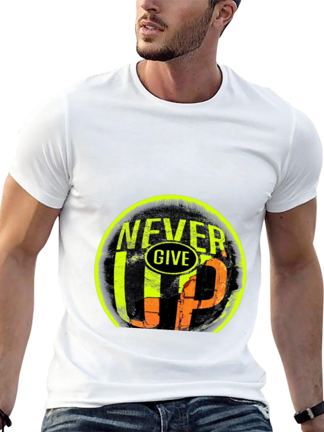 Never Give Up Graphic Print T-Shirt