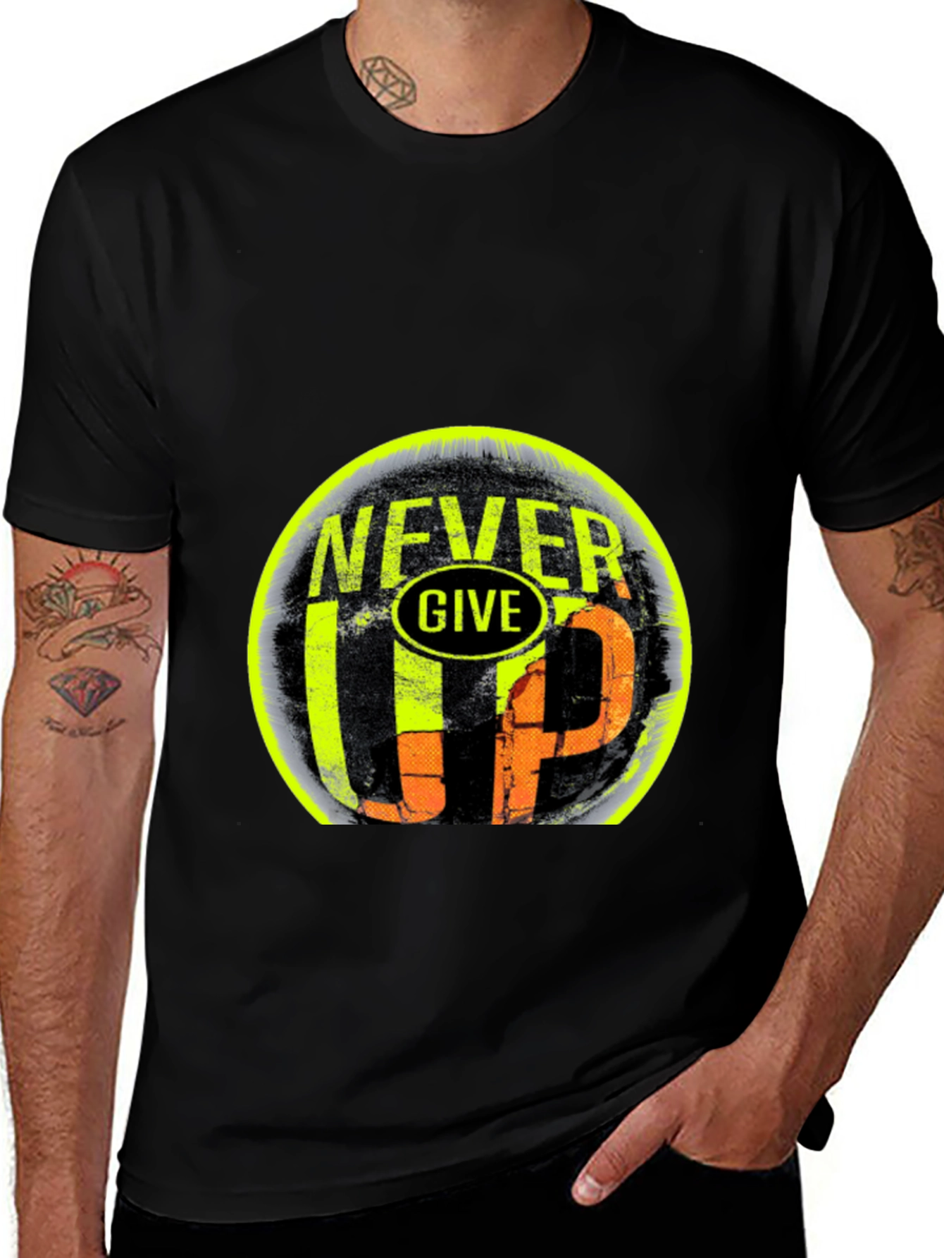 Never Give Up Graphic Print T-Shirt