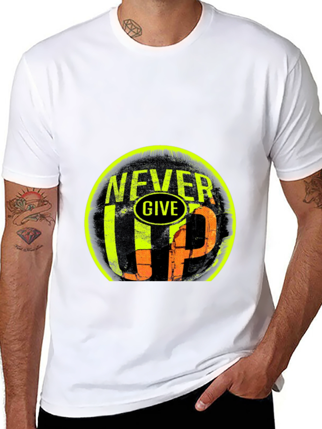 Never Give Up Graphic Print T-Shirt