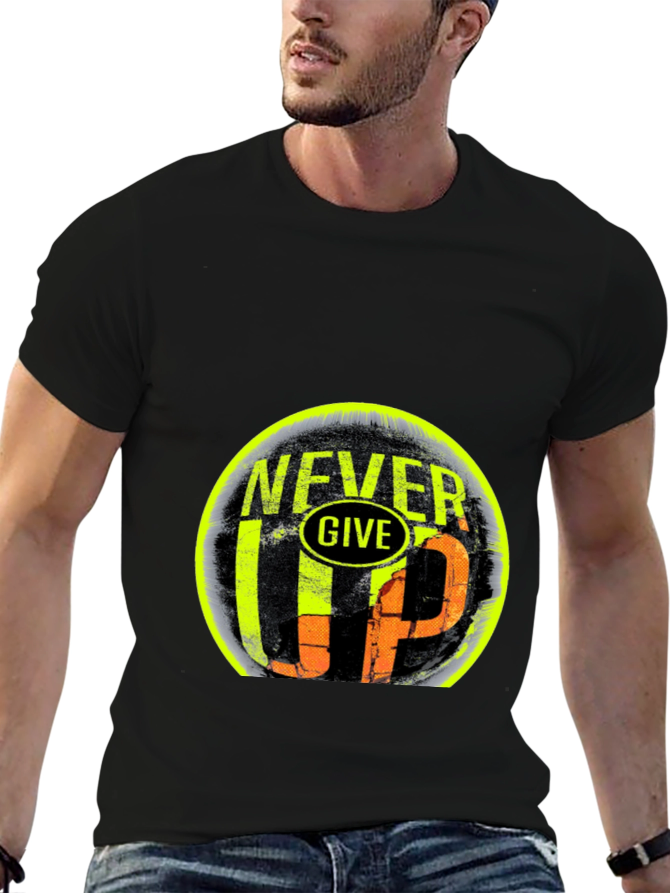 Never Give Up Graphic Print T-Shirt