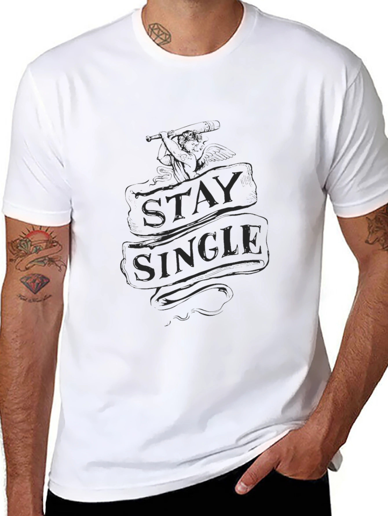 Stay Single Graphic Tee - Mens Black T-Shirt