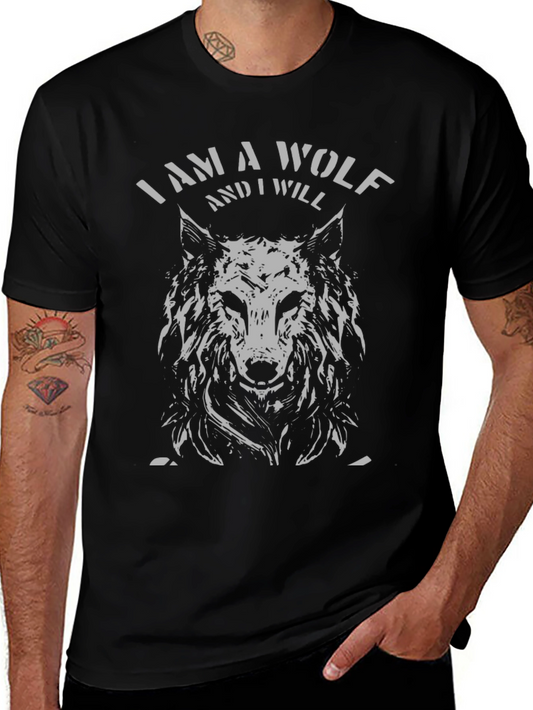 I Am A Wolf Graphic Tee - Mens Black Cotton T-Shirt