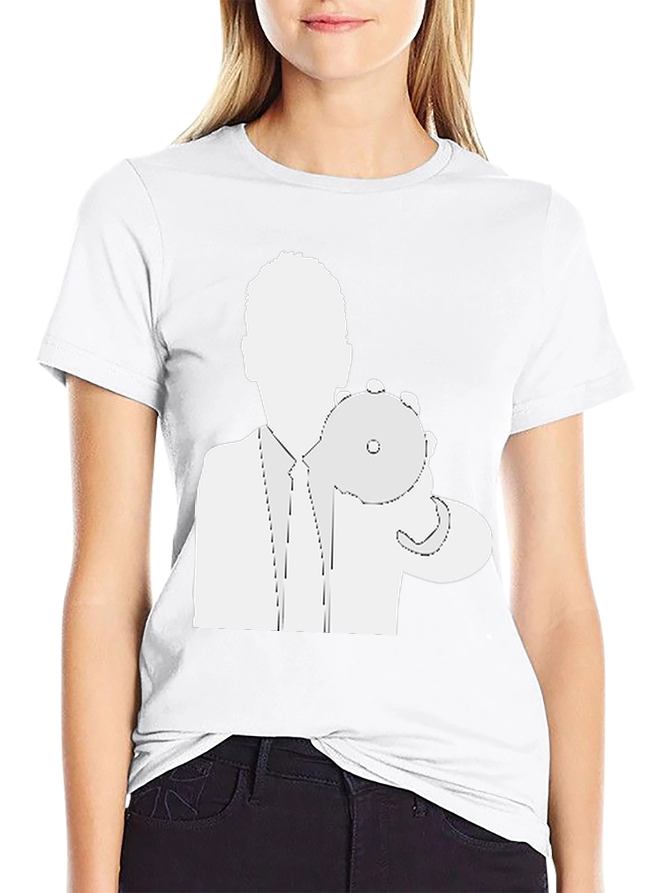 Mans Black T-Shirt - Silhouette Holding CD