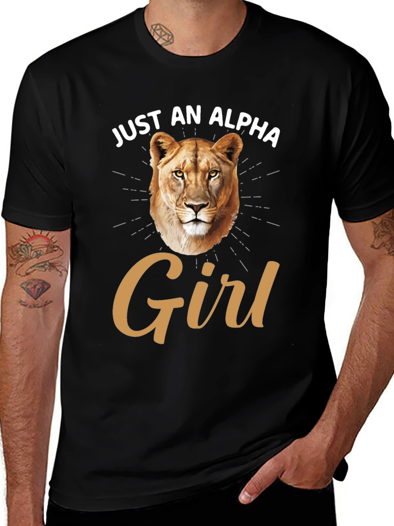 Just an Alpha Girl T-Shirt Lion Graphic Black Tee