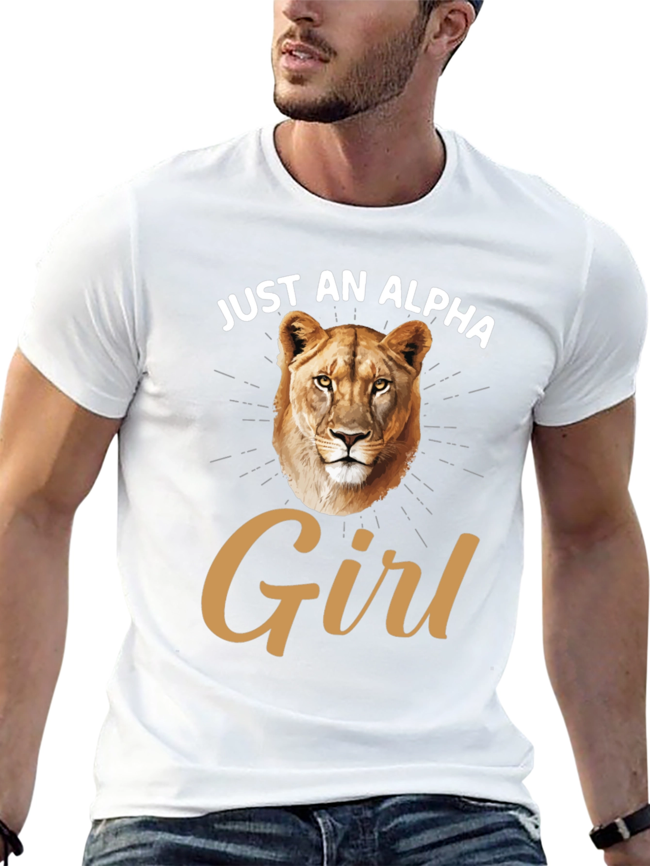 Just an Alpha Girl T-Shirt Lion Graphic Black Tee