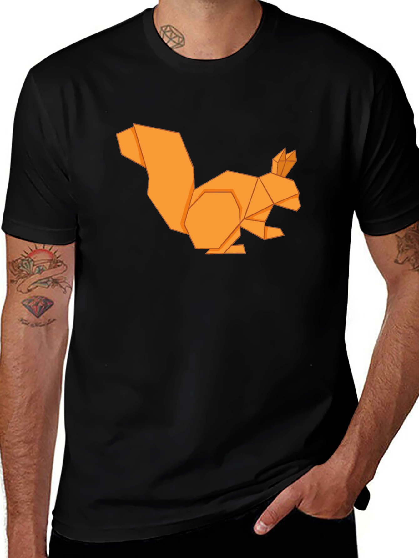 Origami Squirrel Graphic T-Shirt - Casual Menswear