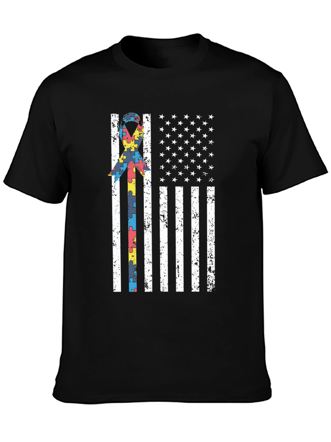 Autism Awareness USA Flag T-Shirt