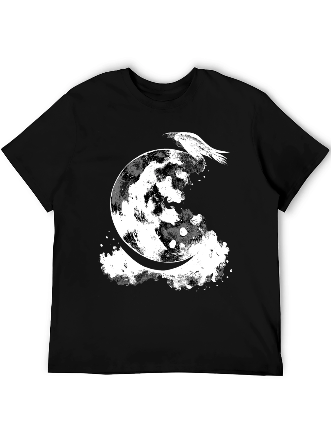 Raven Moon Graphic Tee - Black Cotton Blend