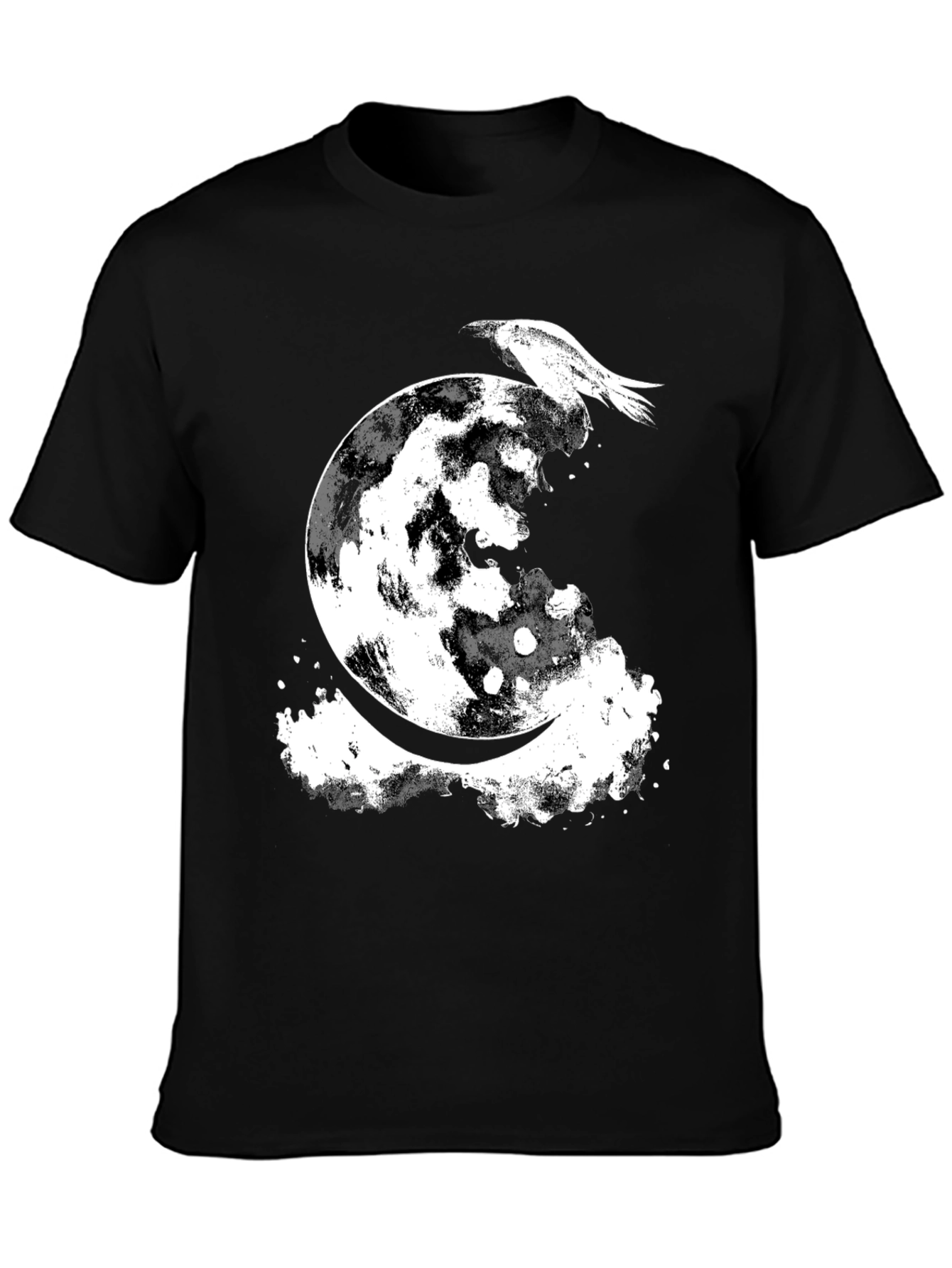 Raven Moon Graphic Tee - Black Cotton Blend