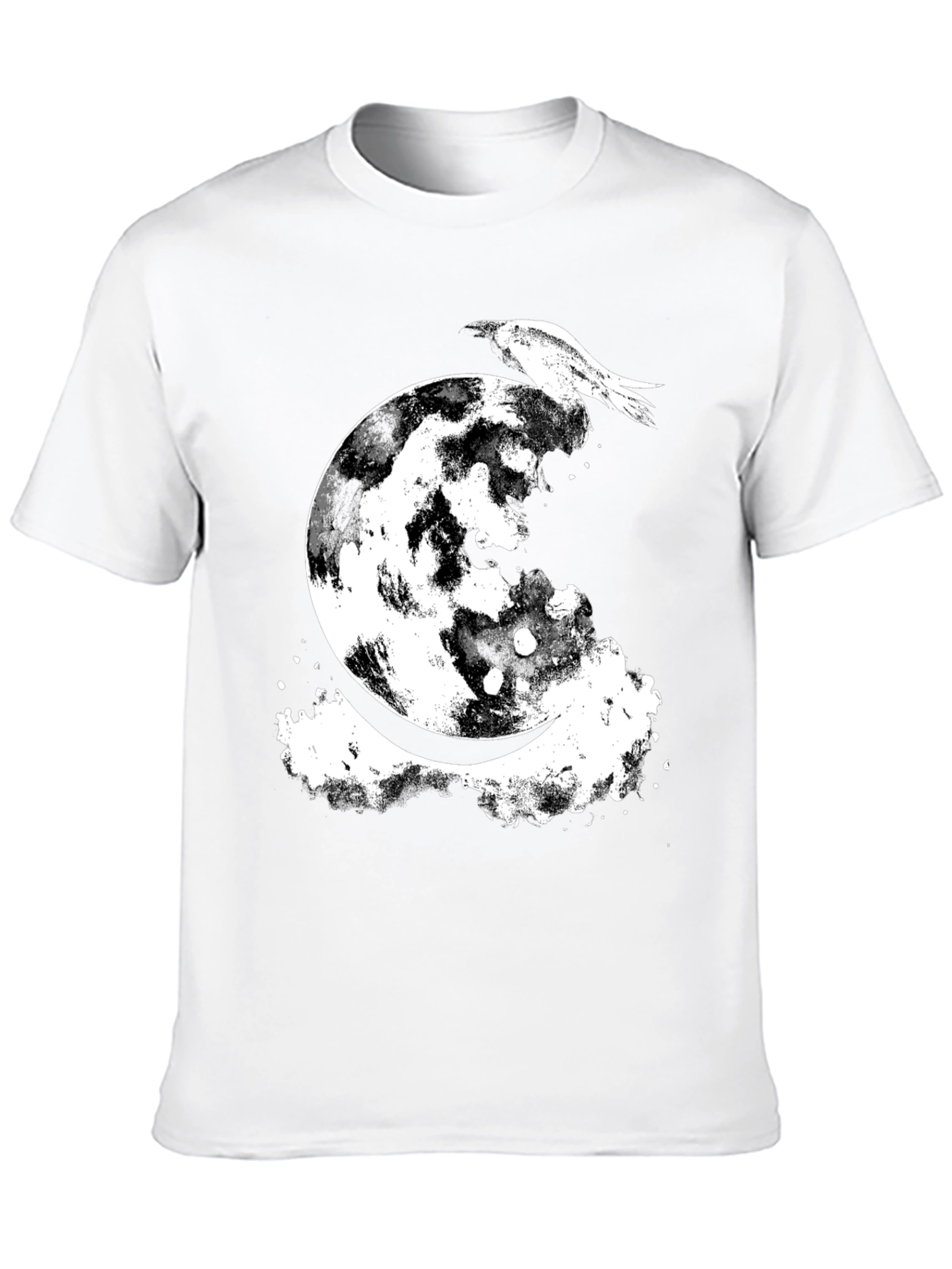 Raven Moon Graphic Tee - Black Cotton Blend