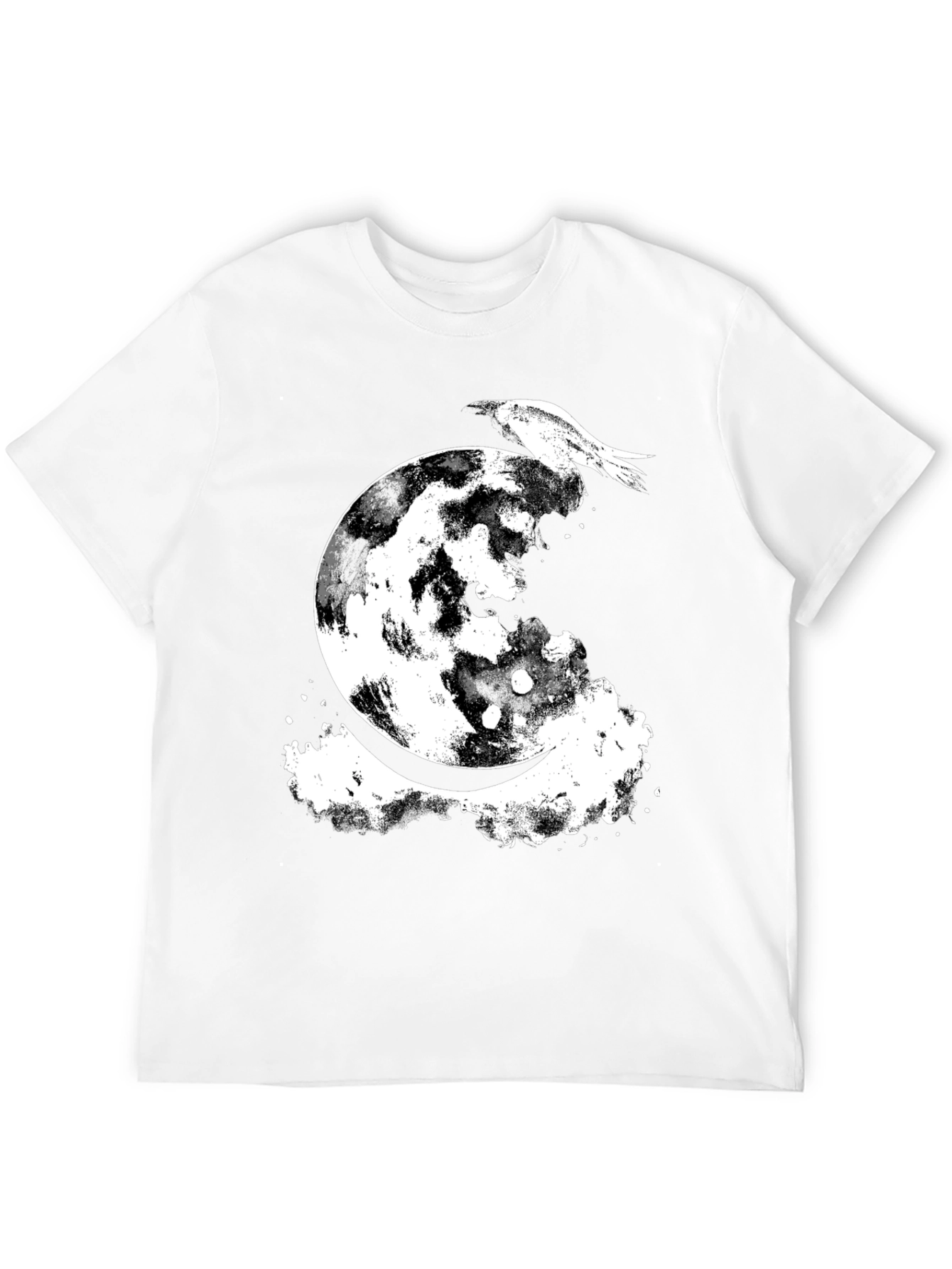 Raven Moon Graphic Tee - Black Cotton Blend