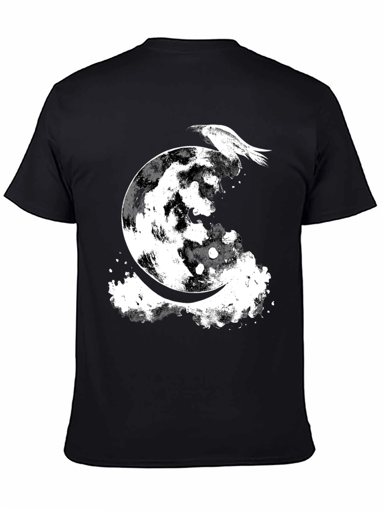Raven Moon Graphic Tee - Black Cotton Blend