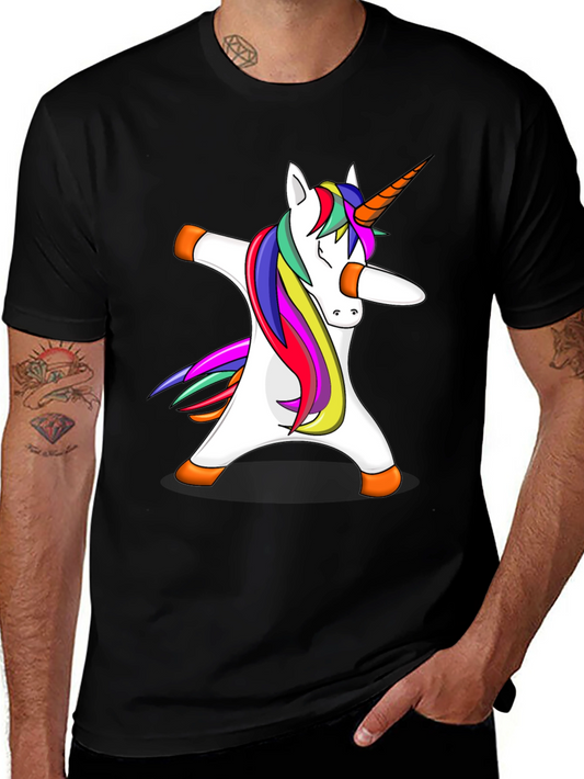 Unicorn Dab Graphic Tee - Black Cotton T-Shirt