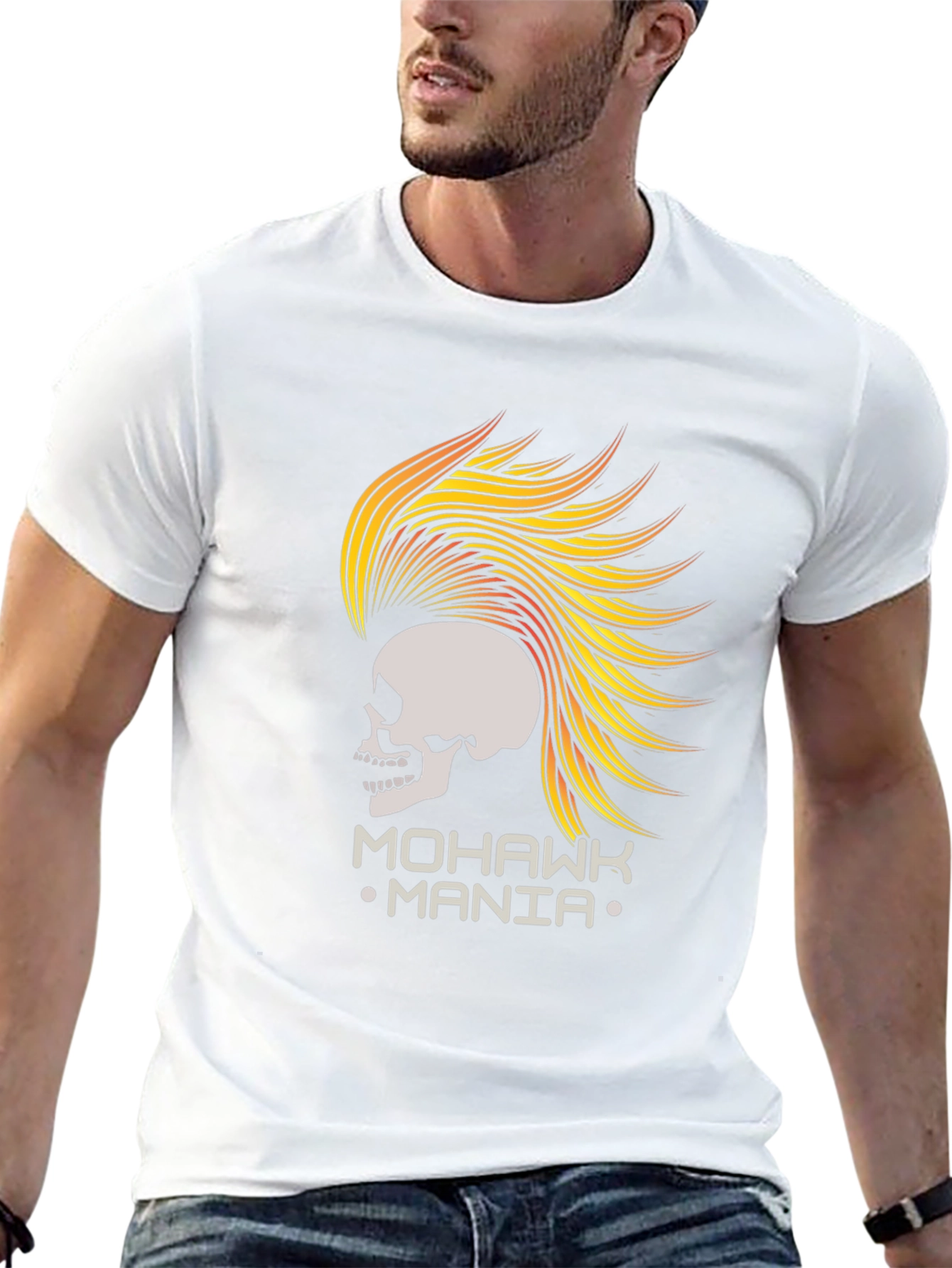 Mohawk Mania Skull Graphic Tee - Black T-Shirt