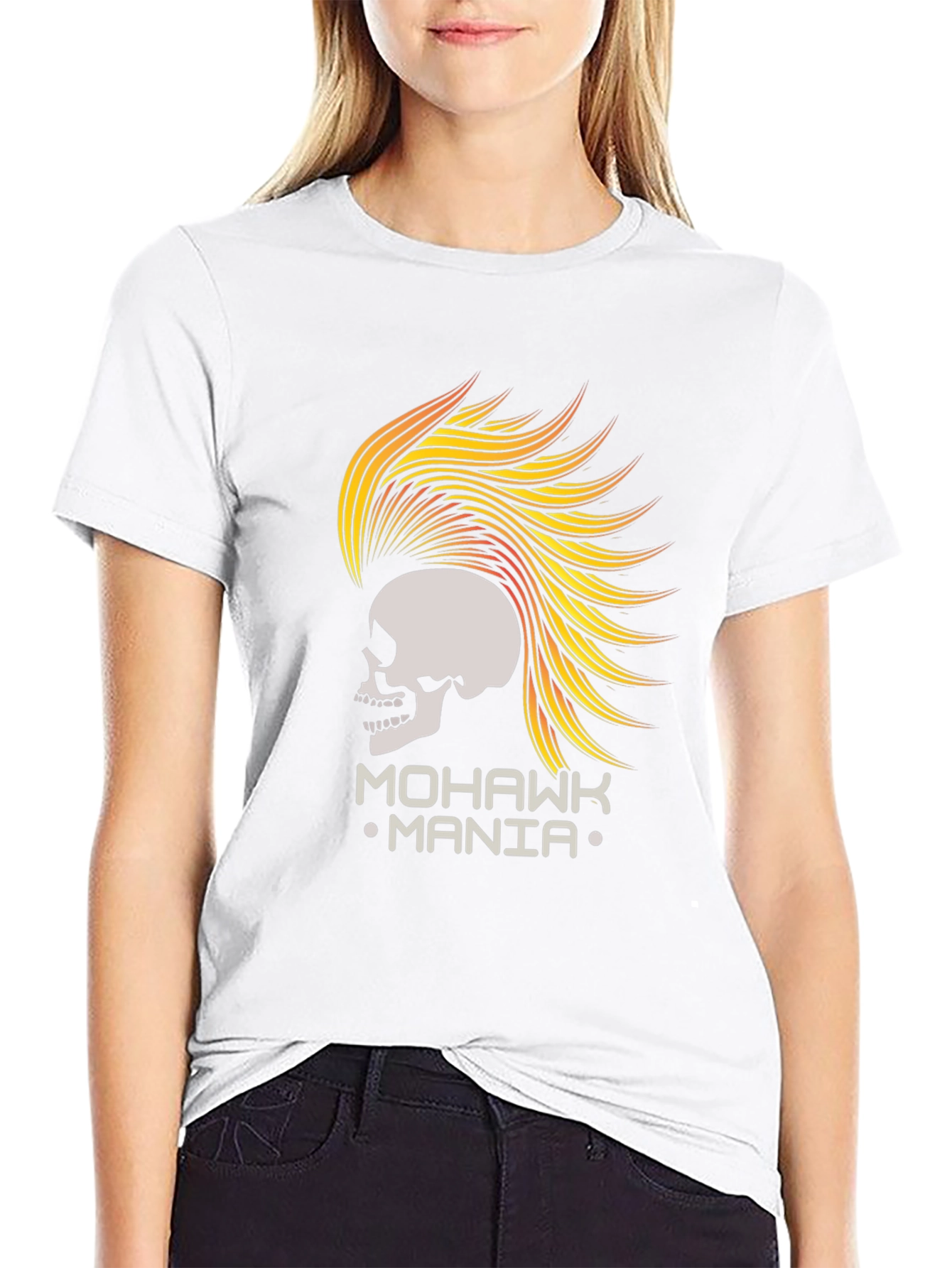 Mohawk Mania Skull Graphic Tee - Black T-Shirt