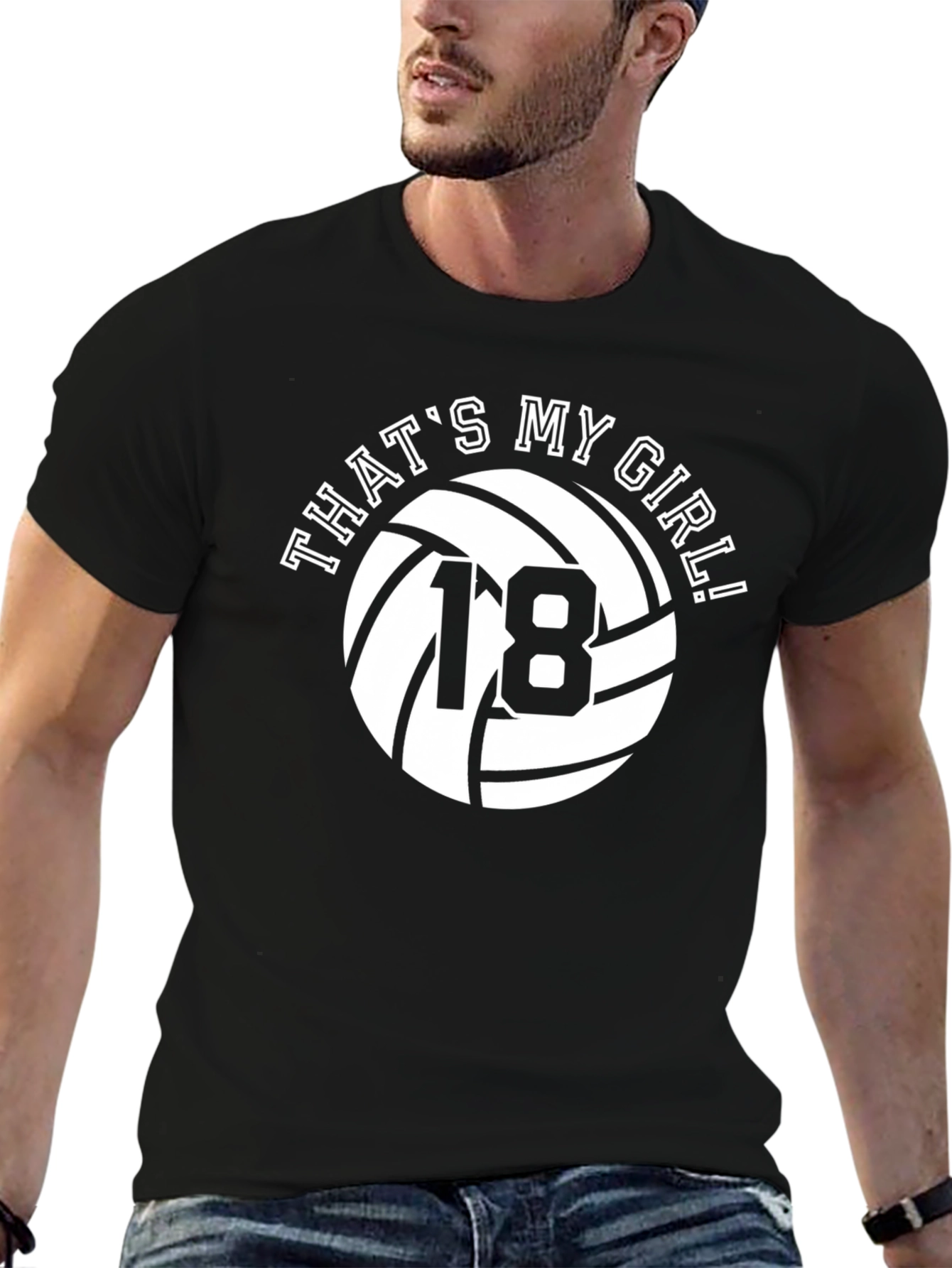 Thats My Girl Volleyball Number 18 Black T-Shirt