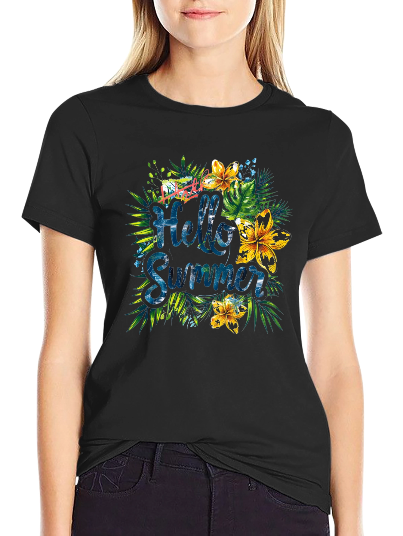 Hello Summer Floral Graphic T-Shirt
