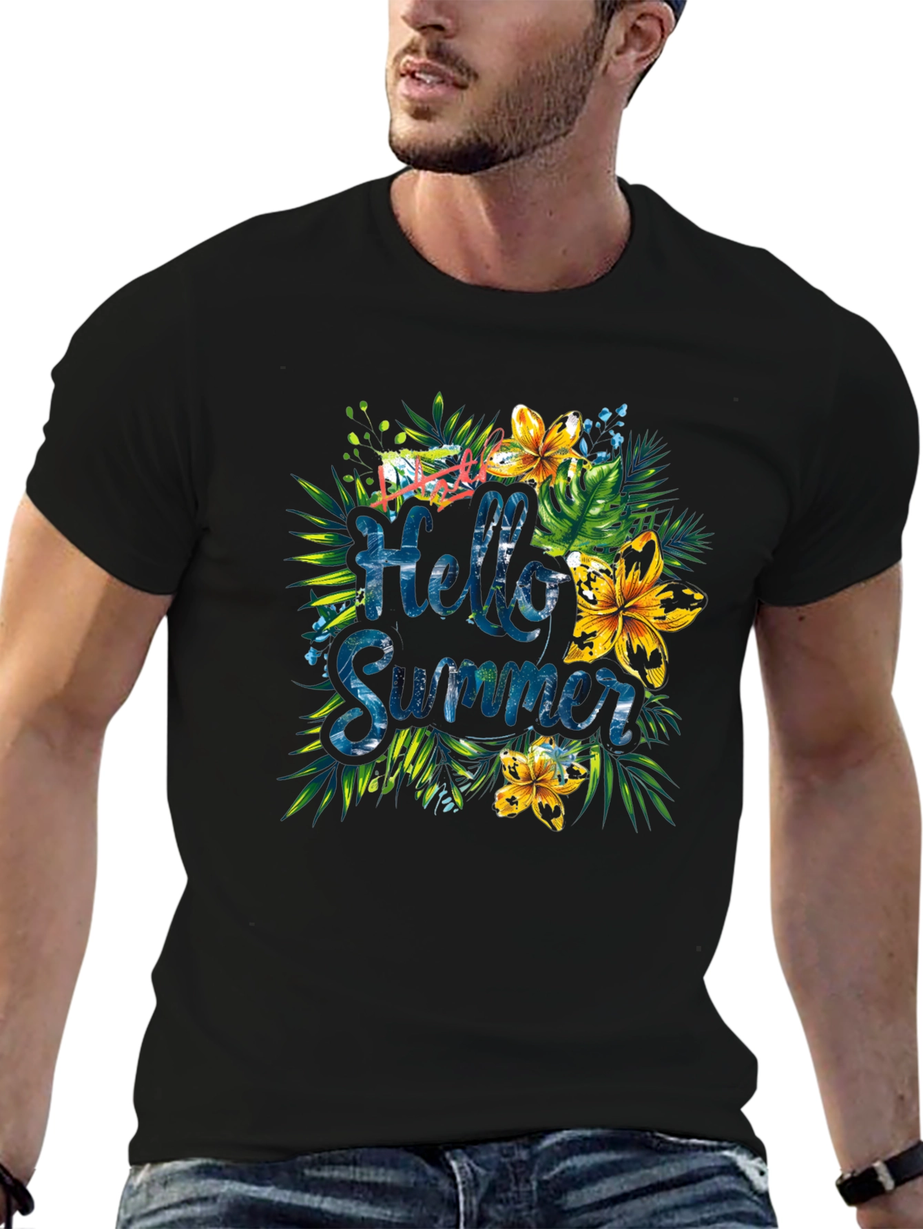 Hello Summer Floral Graphic T-Shirt