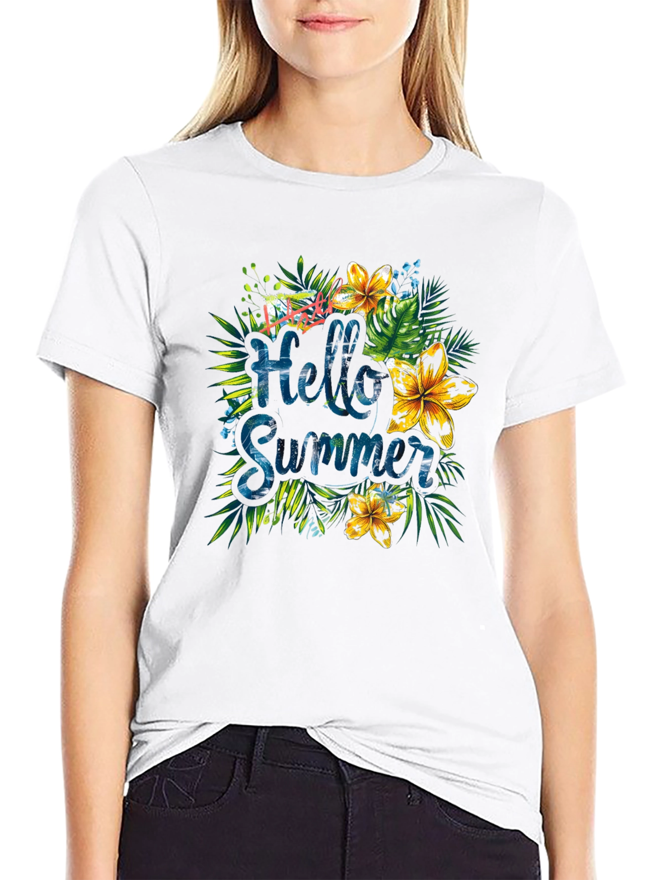 Hello Summer Floral Graphic T-Shirt