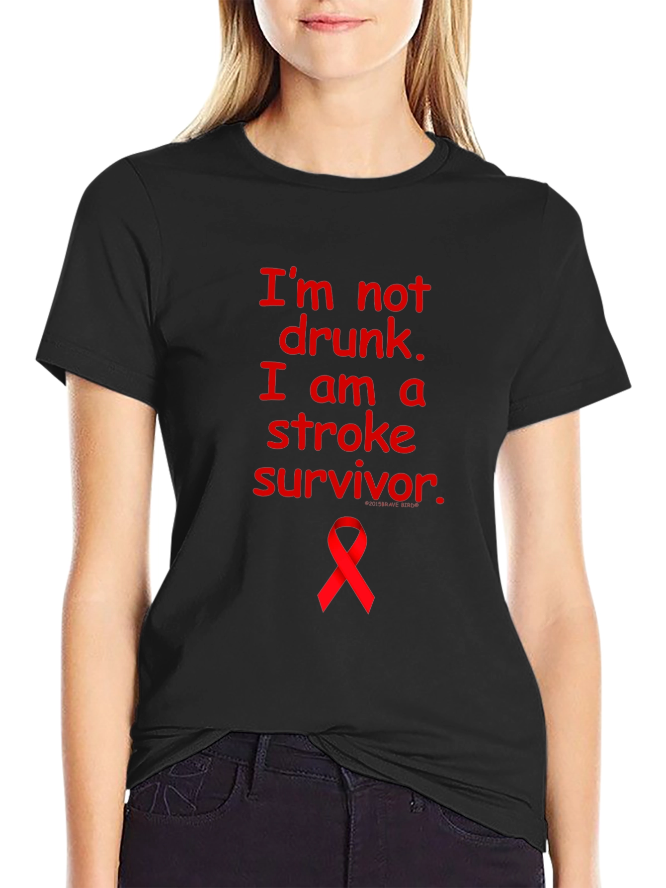Stroke Survivor T-Shirt: Red Awareness Ribbon Tee