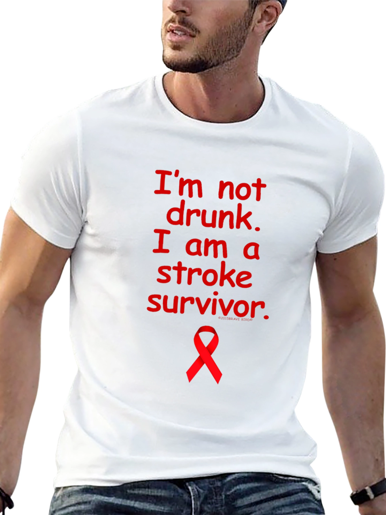 Stroke Survivor T-Shirt: Red Awareness Ribbon Tee