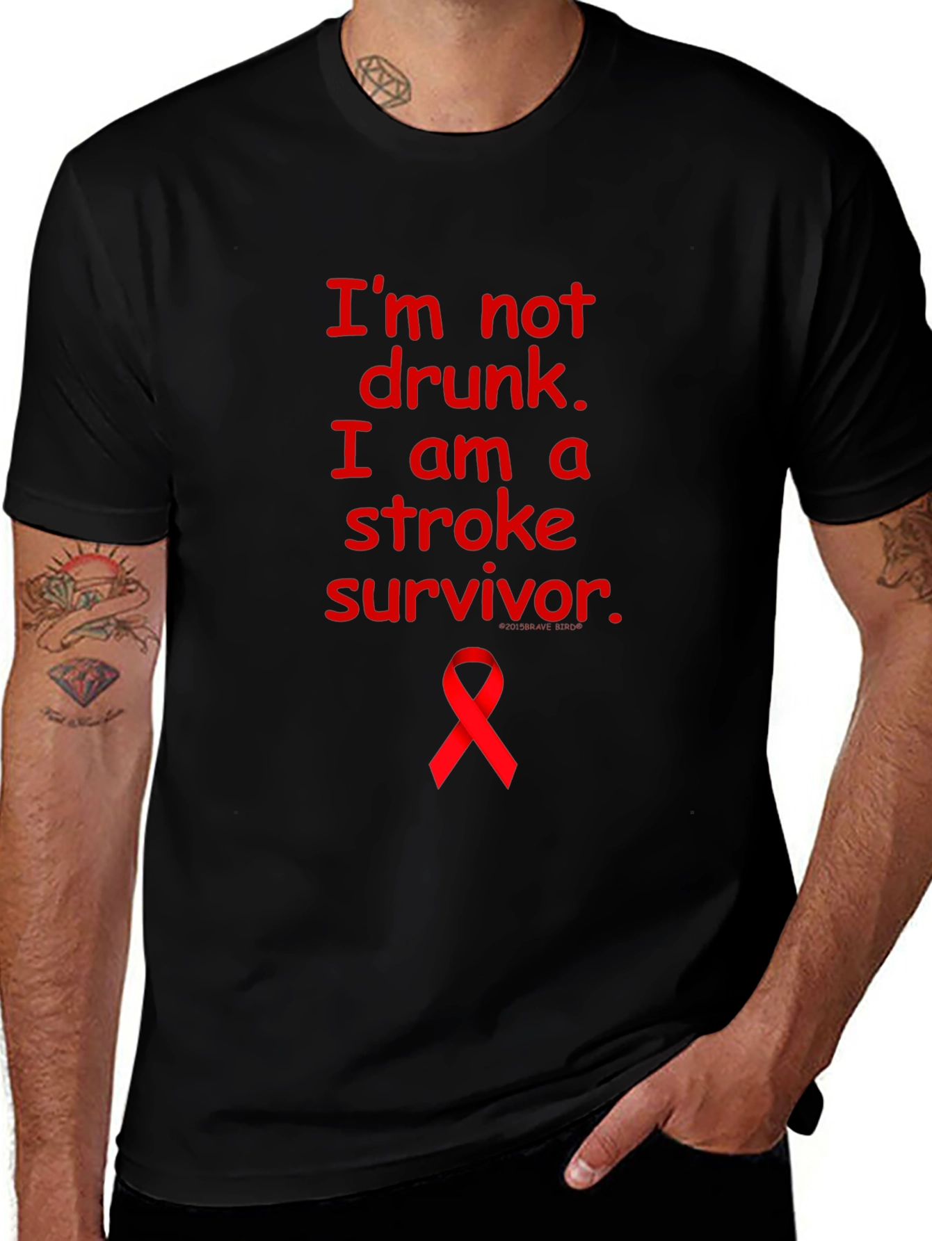 Stroke Survivor T-Shirt: Red Awareness Ribbon Tee