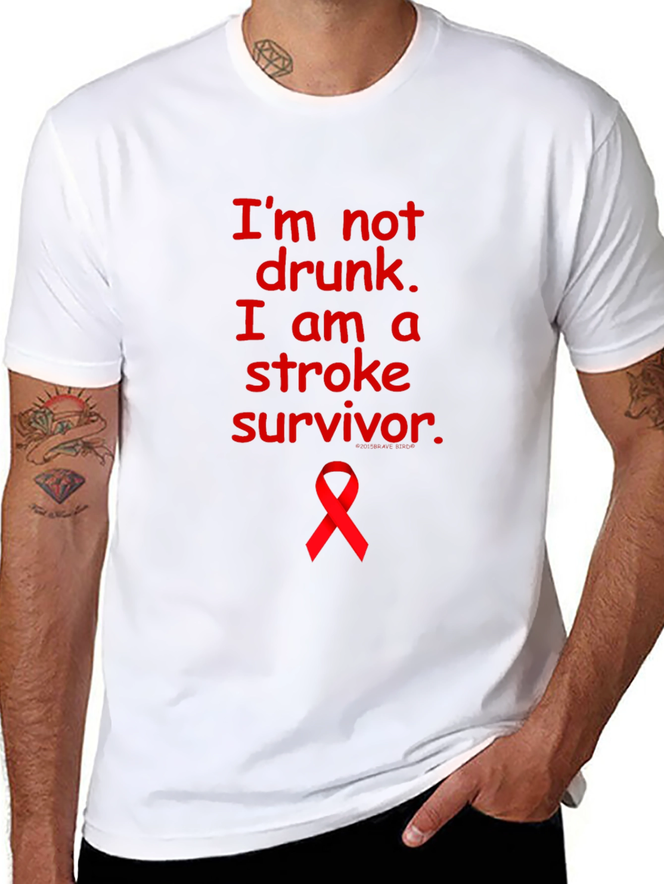 Stroke Survivor T-Shirt: Red Awareness Ribbon Tee