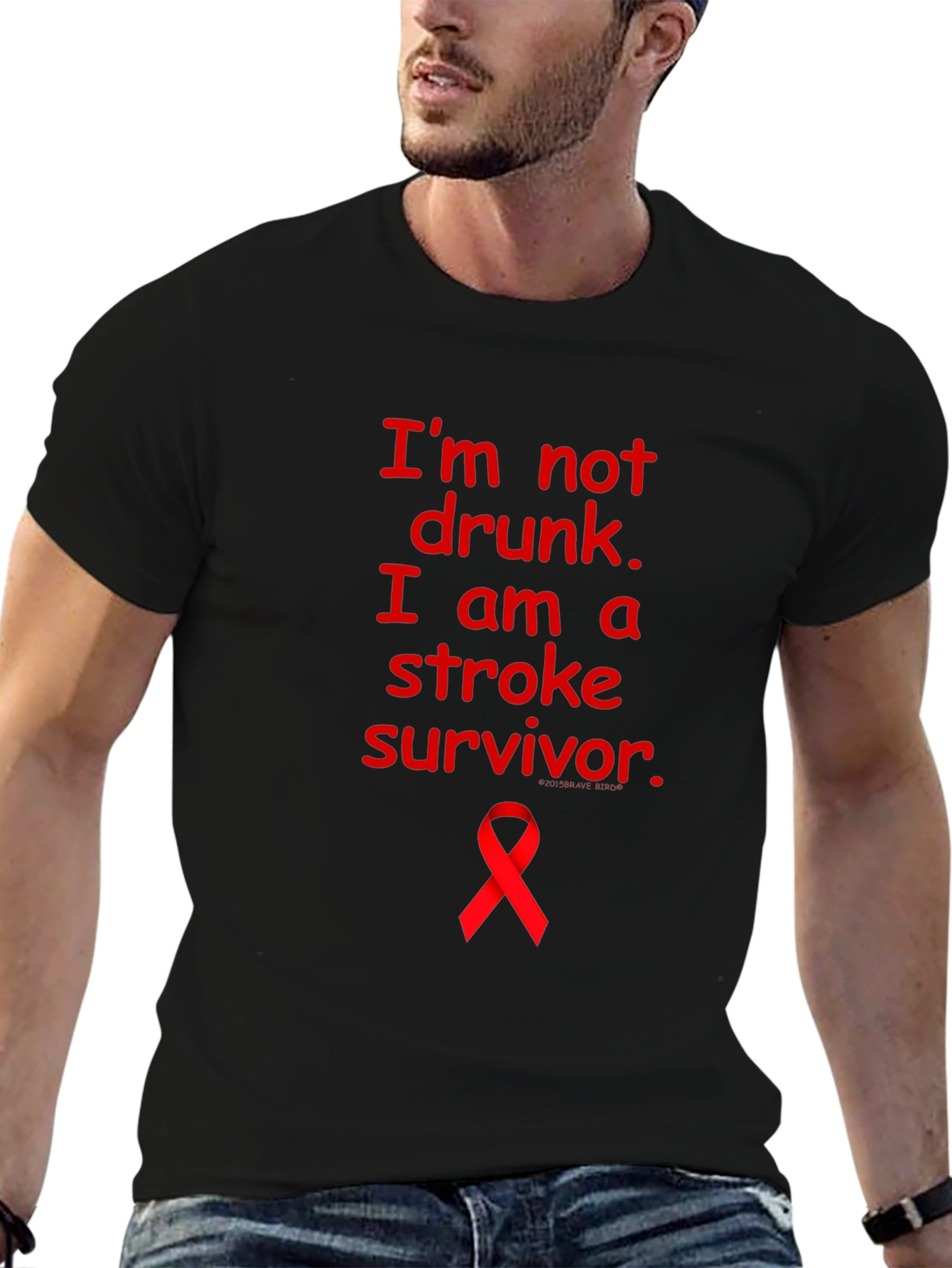 Stroke Survivor T-Shirt: Red Awareness Ribbon Tee