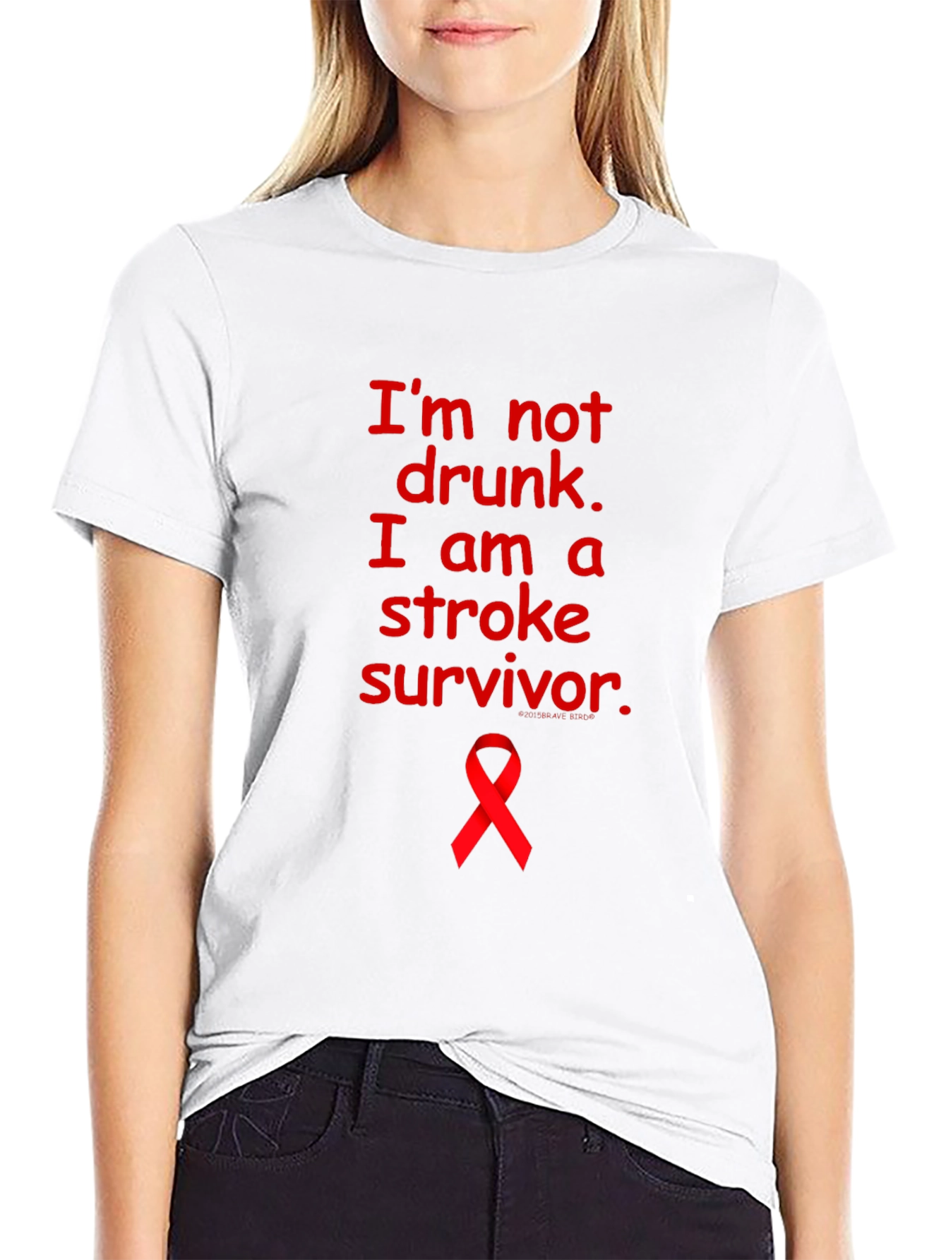 Stroke Survivor T-Shirt: Red Awareness Ribbon Tee