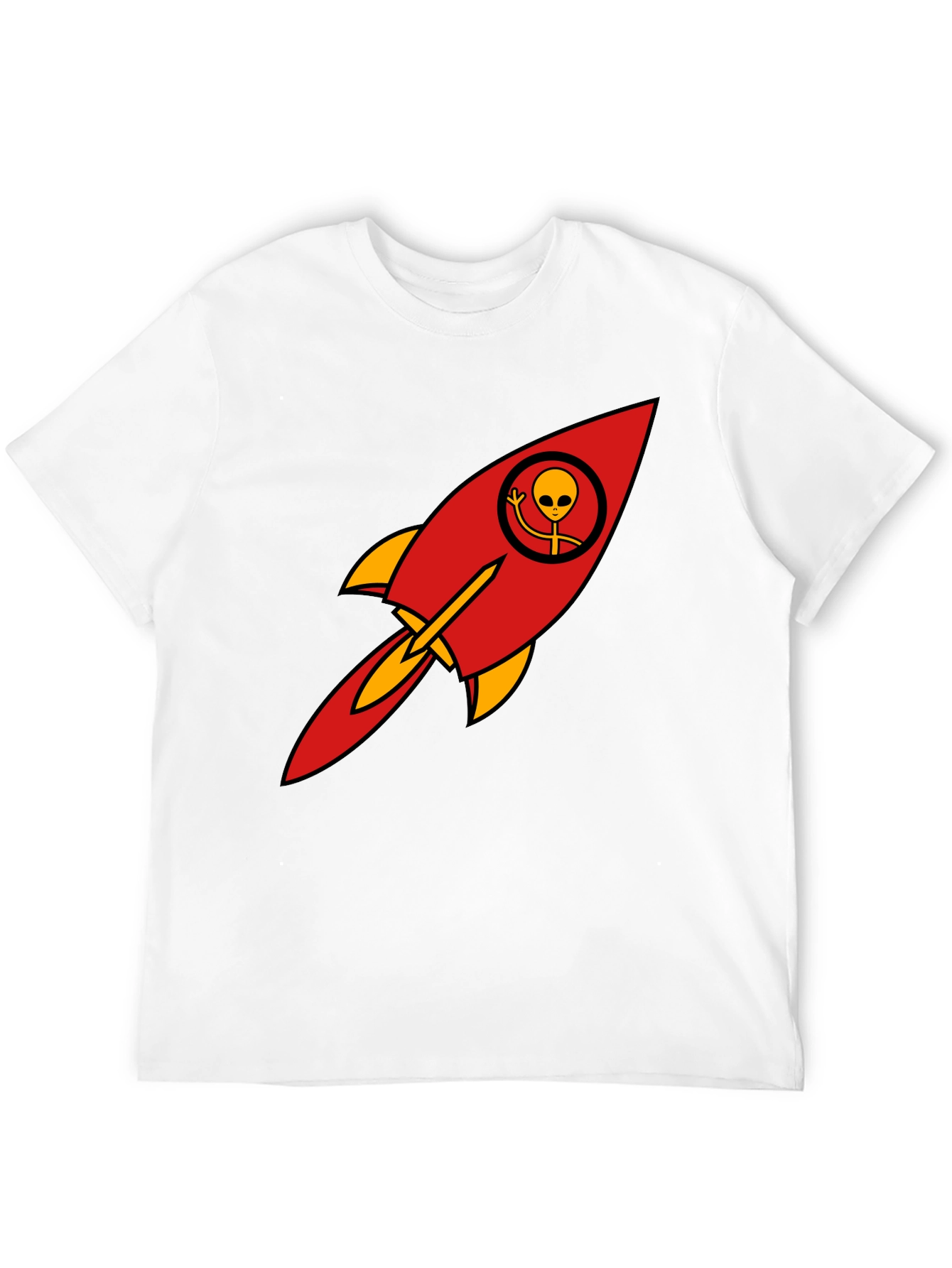 Alien Rocket T-Shirt - Black Cotton Blend Graphic Tee