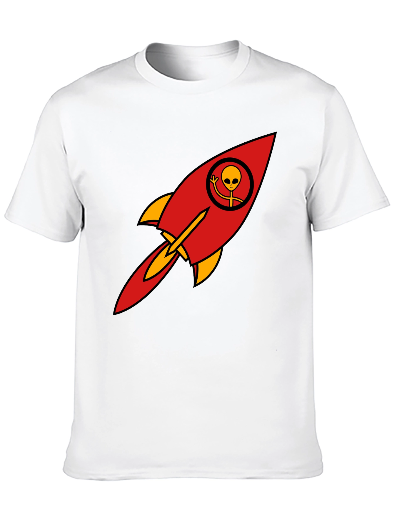 Alien Rocket T-Shirt - Black Cotton Blend Graphic Tee