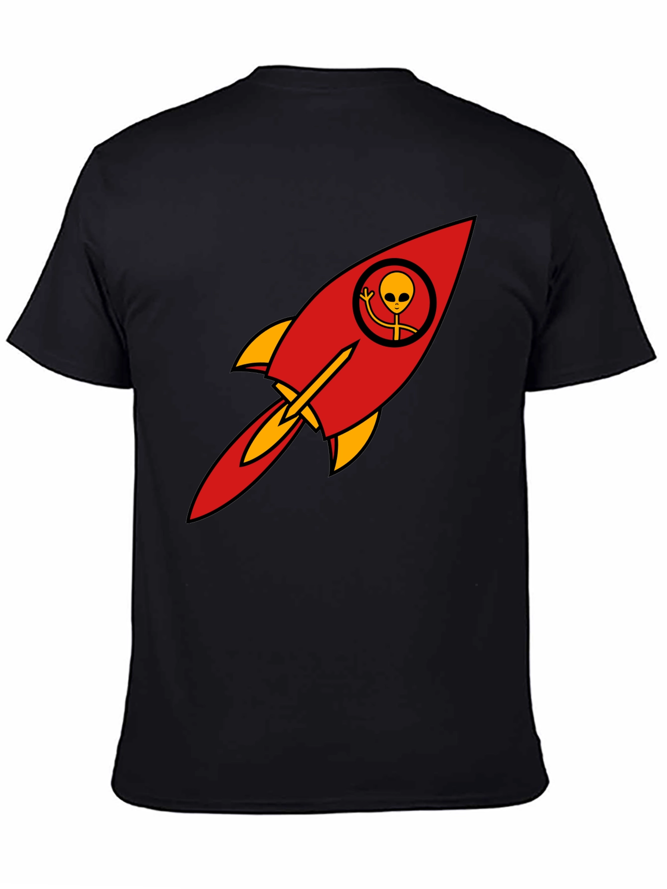 Alien Rocket T-Shirt - Black Cotton Blend Graphic Tee