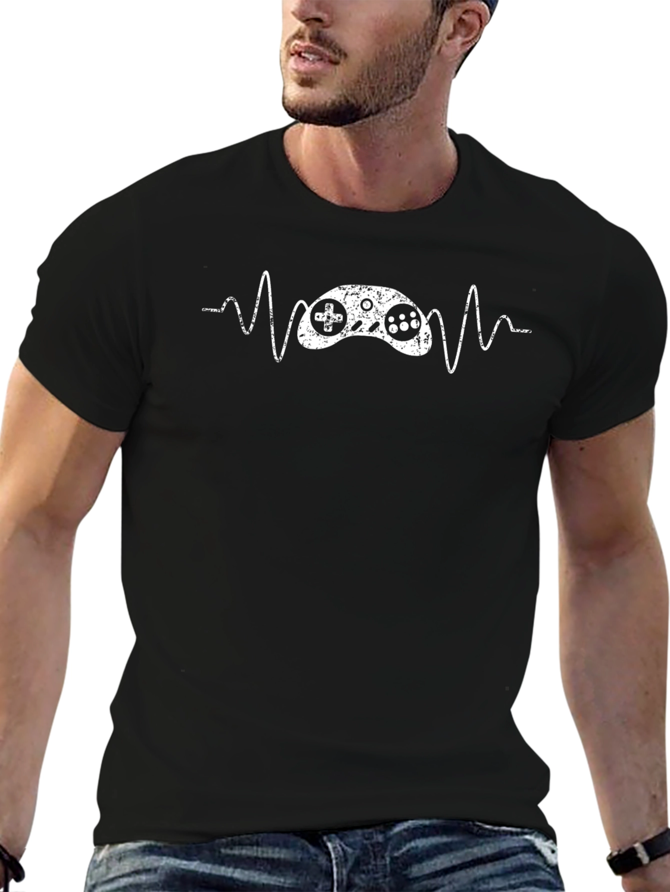 Gamer Heartbeat T-Shirt - Black Graphic Tee